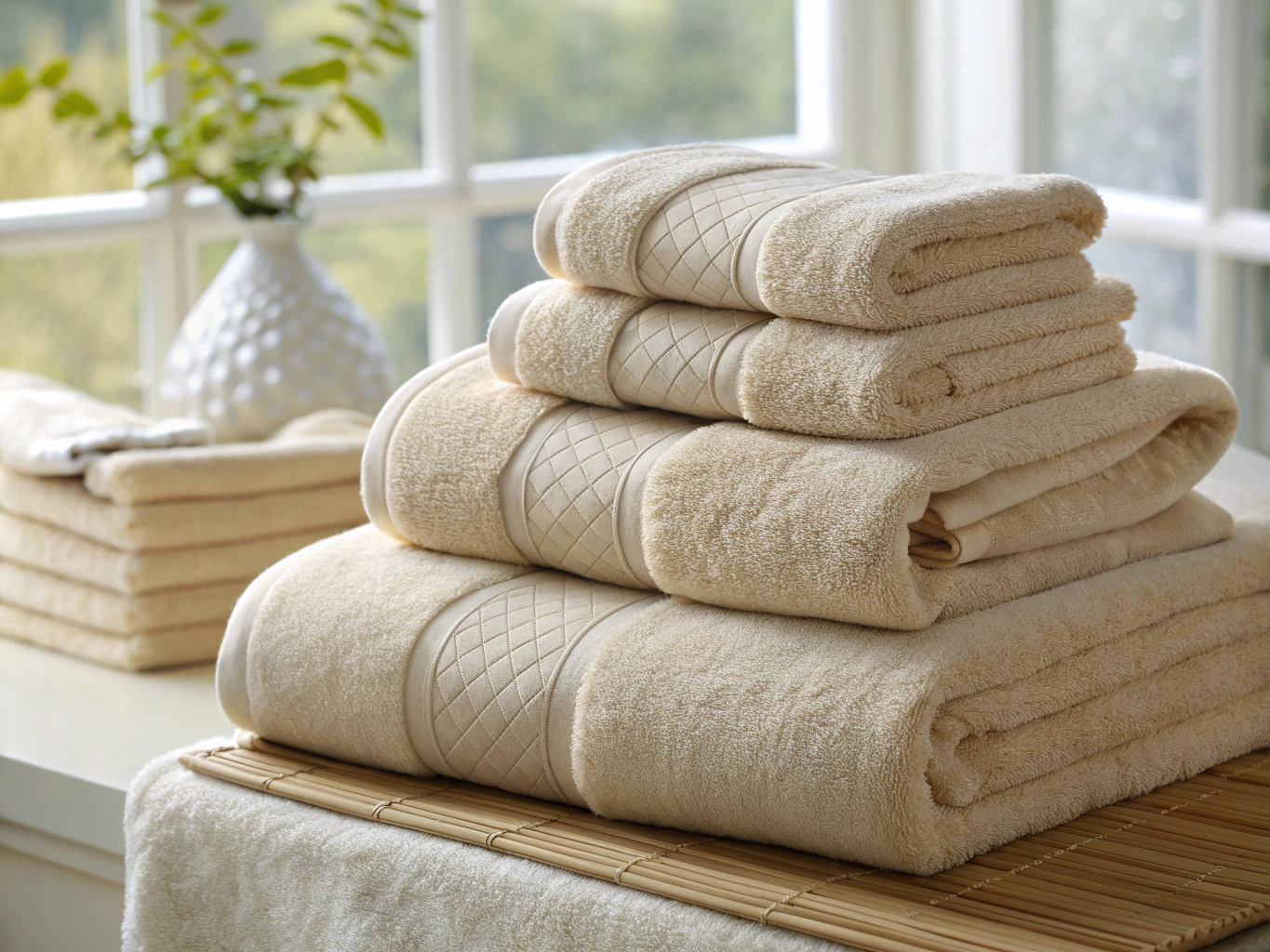Plush hooded bamboo towels and gentle organic baby bath oil